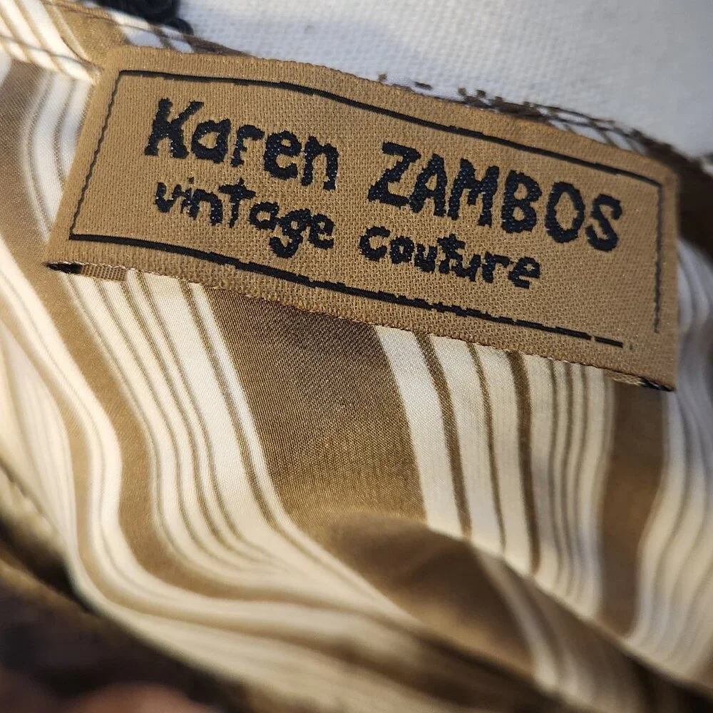 Karen Zambos Vintage Couture Silk Striped Dress – Size 4